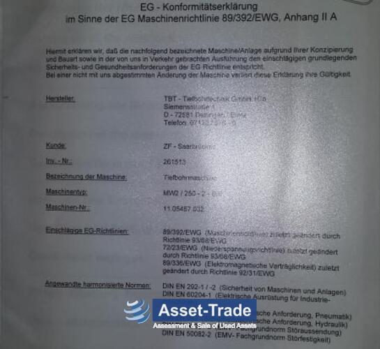 Mașină de găurit adâncime TBT - MW 2/250-2-800 NC folosit | Asset-Trade