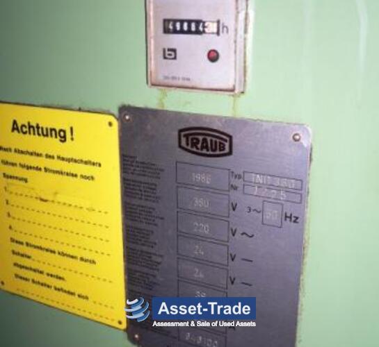 TRAUB TND 360 - Typenschild Baujahr 1986, Maschinendaten und CE-Kennzeichnung