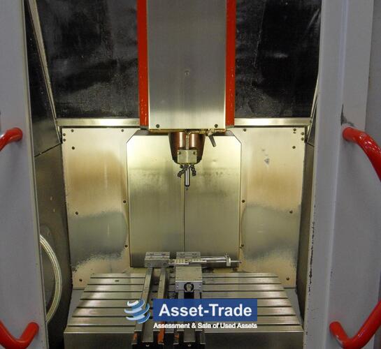 HERMLE C 600 V - Linear guideways, axis drives and travel envelope (X: 600 mm / Y: 450 mm / Z: 450 mm)