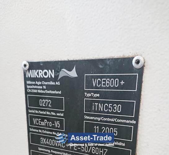 Second hand MIKRON VCE600 Pro for sale cheap | Asset-Trade