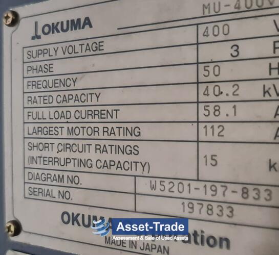 Second Hand OKUMA MU-400-V-II VMC for sale | Asset-Trade