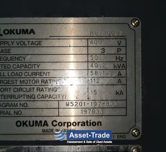 Second Hand OKUMA MU-400-V-II VMC for sale | Asset-Trade