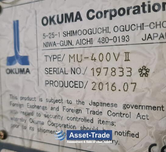 Second Hand OKUMA MU-400-V-II VMC for sale | Asset-Trade