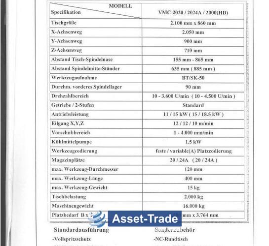 Rabljeno MATRA Rezkalni stroj VMC 2020 | Asset-Trade