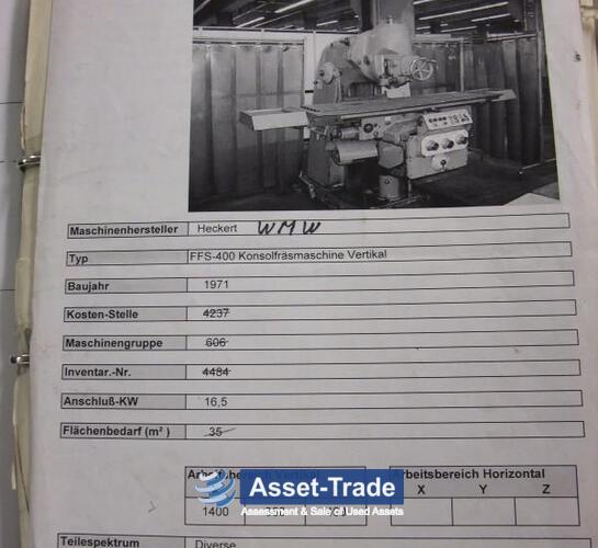 Gebrauchte WMW HECKERT FFS 400 Konsolenfräsmaschine | Asset-Trade