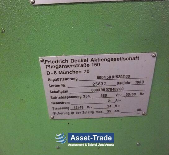 DMG DECKEL FP4 - Manufacturer nameplate Built 1989, serial plate and CE certification