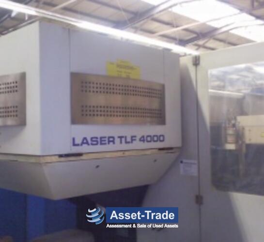 TRUMPF TLF 3030 S 4 KW - Laserschneidbereich, Schneidkopf und Werkstückauflage