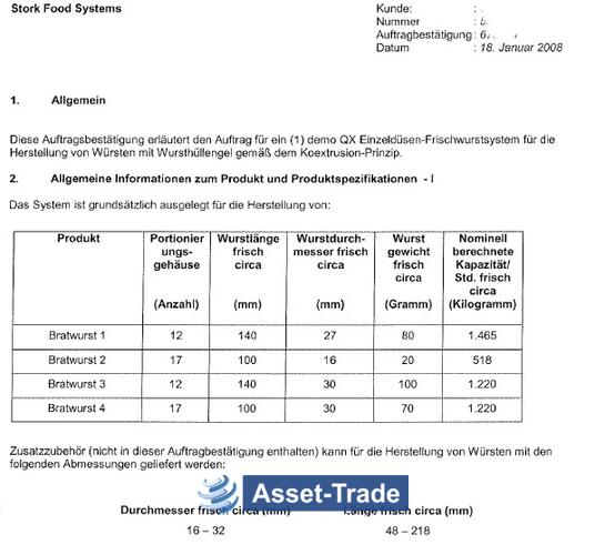 Gebauchte STORK TOWNSEND QX -  Frische darmlose Wurst-System kaufen | Asset-Trade