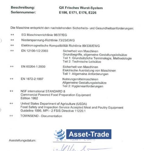 Gebauchte STORK TOWNSEND QX -  Frische darmlose Wurst-System kaufen | Asset-Trade