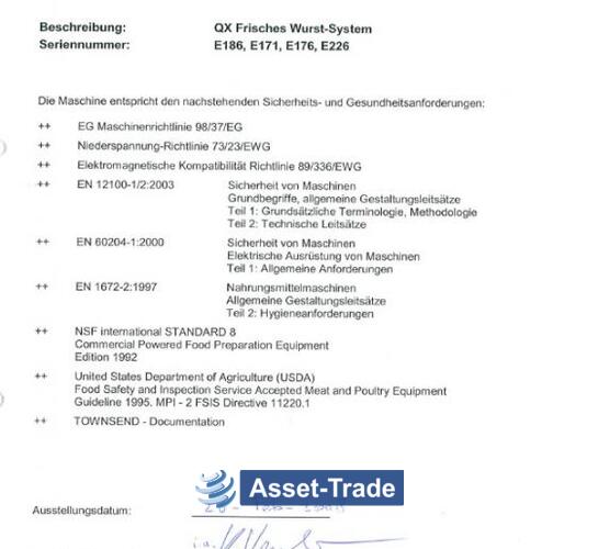 बेलीड स्टॉर्क टाउनसेंड QX - ताजा केसलेस सॉसेज सिस्टम खरीदें | Asset-Trade