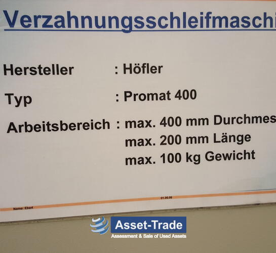 Gebrauchte HÖFLER Promat 400 Zahnradschleifmaschinen | Asset-Trade