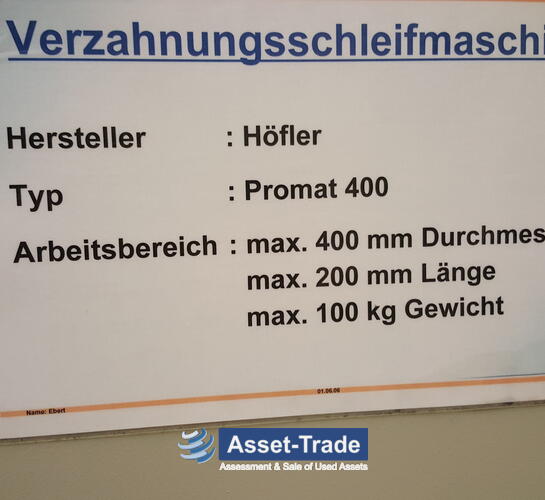 Rectifieuses d'engrenages HÖFLER Promat 400 d'occasion | Asset-Trade