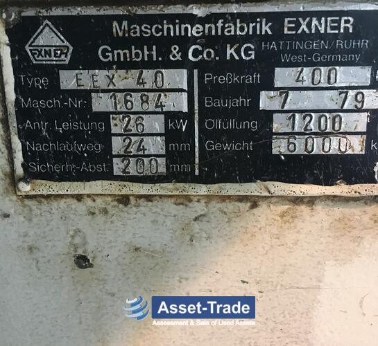 Pressa EXNER - EEX40SO 40 ton usata revisionata | Asset-Trade