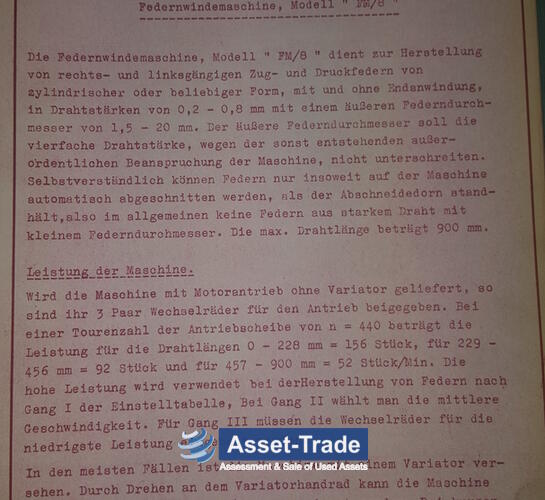 La mâna a doua WAFIOS Mașini de bobinat cu arc FM 8 | Asset-Trade