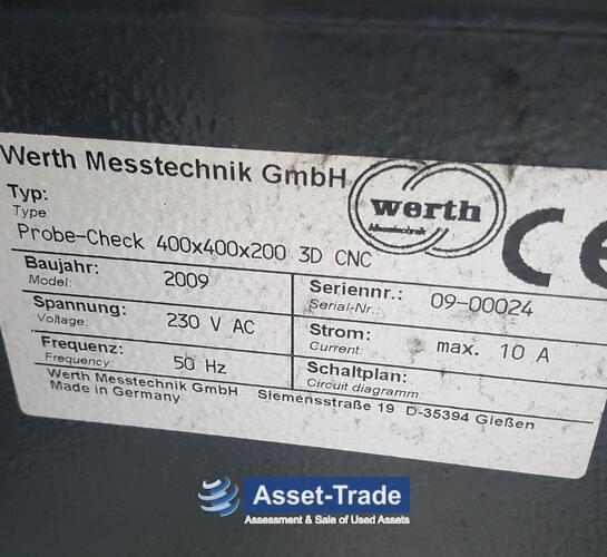 Second Hand WERTH Probe-Check 400x400x200 3D CNC for Sale | Asset-Trade