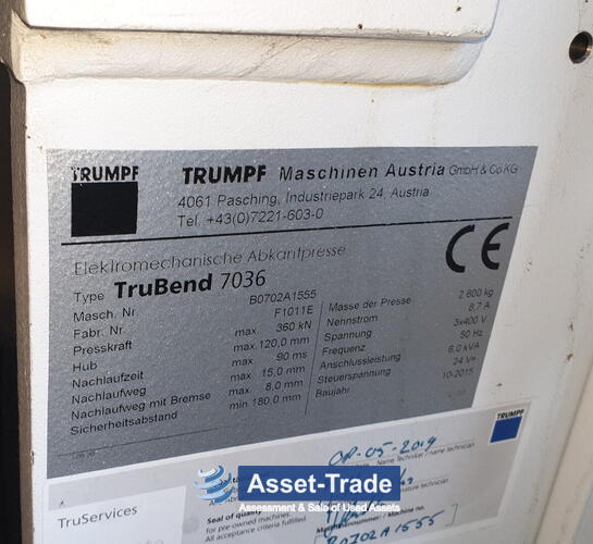 Peu coûteux Trumpf Plieuse CNC TruBend 7036 acheter pas cher | Asset-Trade