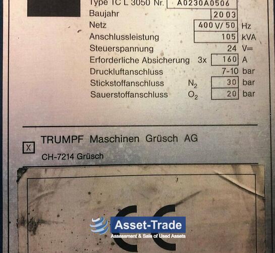 Preiswerte TRUMPF Laser TCL3050 5KW mit Listmaster kaufen | Asset-Trade