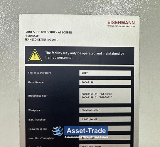 Gebrauchte EISENMANN Elektrostatik-Lackieranlage für Automobilteile kaufen| Asset-Tradend Hand EISENMANN Electrostatic Paint Line for Automotive Parts for sale| Asset-Trade