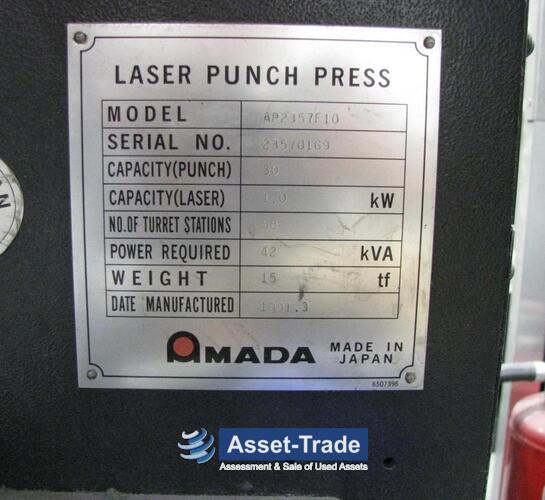 Подержанный AMADA Apelio II-357v мощностью 1 кВт FANUC Лазер и усилие прессования 30т | Asset-Trade
