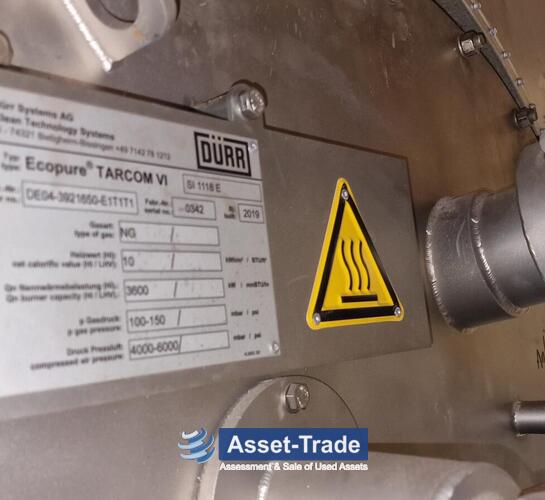 Second Hand  Dürr, Type ECOPURE TAR 1118 Thermal Afterburner System for sale